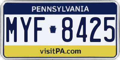 PA license plate MYF8425