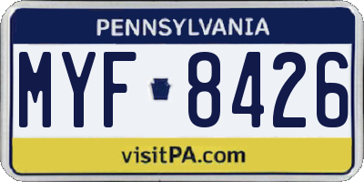 PA license plate MYF8426