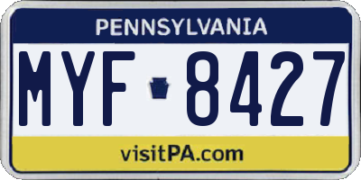 PA license plate MYF8427
