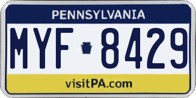 PA license plate MYF8429