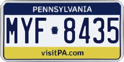 PA license plate MYF8435