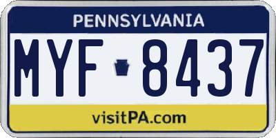 PA license plate MYF8437