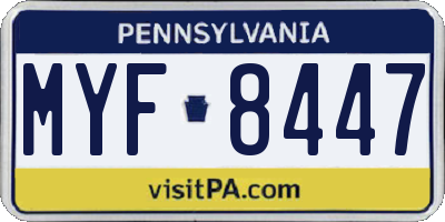 PA license plate MYF8447