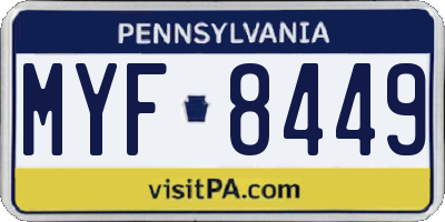 PA license plate MYF8449