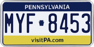 PA license plate MYF8453