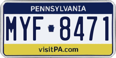 PA license plate MYF8471
