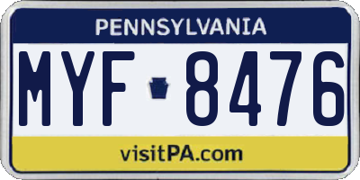 PA license plate MYF8476