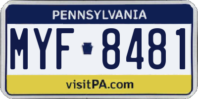 PA license plate MYF8481