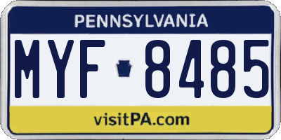 PA license plate MYF8485