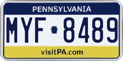 PA license plate MYF8489
