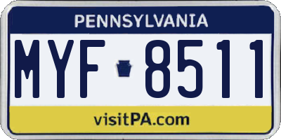 PA license plate MYF8511