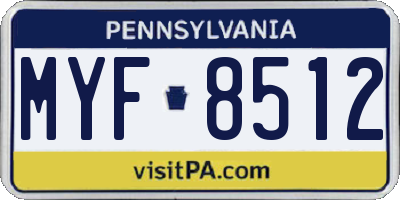 PA license plate MYF8512