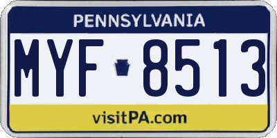 PA license plate MYF8513