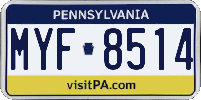 PA license plate MYF8514