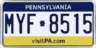 PA license plate MYF8515