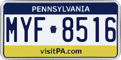 PA license plate MYF8516