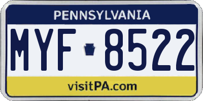 PA license plate MYF8522