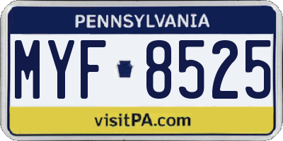 PA license plate MYF8525