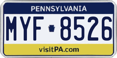 PA license plate MYF8526