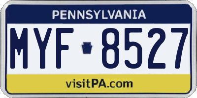 PA license plate MYF8527