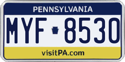 PA license plate MYF8530