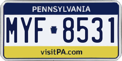 PA license plate MYF8531