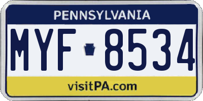PA license plate MYF8534