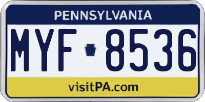 PA license plate MYF8536