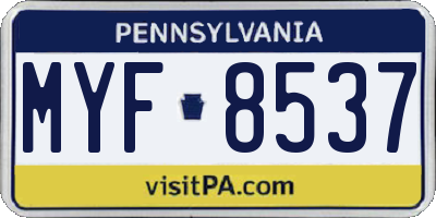 PA license plate MYF8537