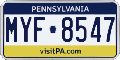 PA license plate MYF8547