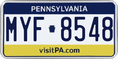 PA license plate MYF8548