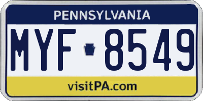 PA license plate MYF8549