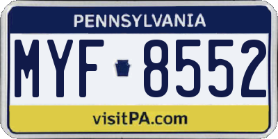 PA license plate MYF8552