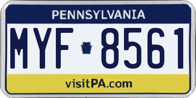 PA license plate MYF8561