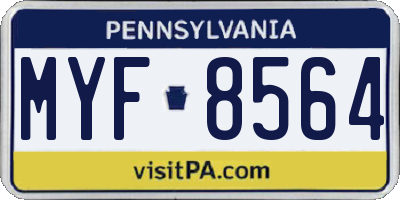 PA license plate MYF8564