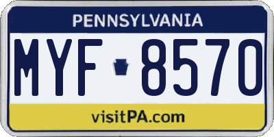 PA license plate MYF8570