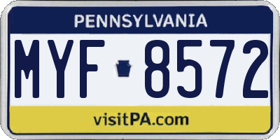 PA license plate MYF8572
