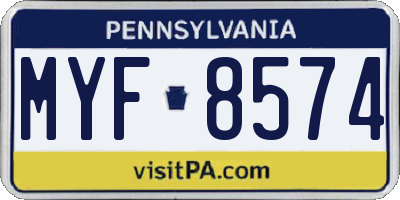 PA license plate MYF8574