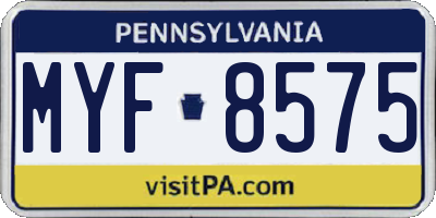 PA license plate MYF8575