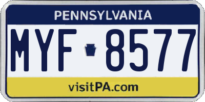 PA license plate MYF8577
