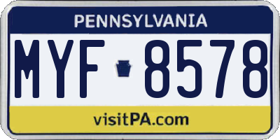 PA license plate MYF8578
