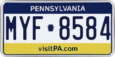 PA license plate MYF8584