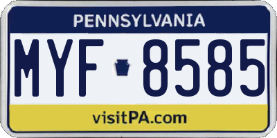 PA license plate MYF8585