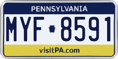 PA license plate MYF8591