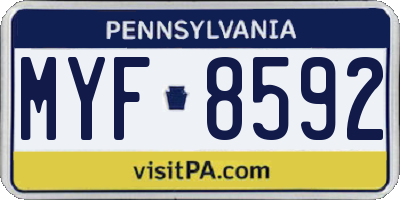PA license plate MYF8592