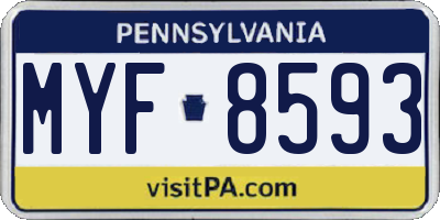 PA license plate MYF8593