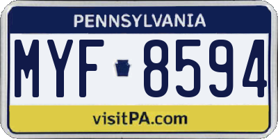 PA license plate MYF8594