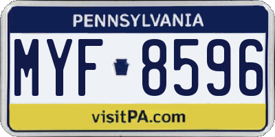 PA license plate MYF8596