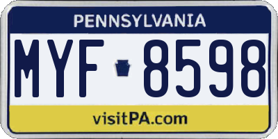 PA license plate MYF8598