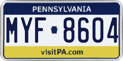 PA license plate MYF8604